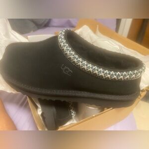 UGG Black Slippers with Blue Trim Tasman